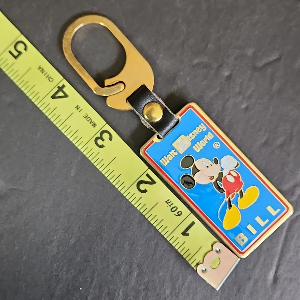 BILL Mickey Mouse Metallic Keychain, Walt Disney World, 1980s Vintage